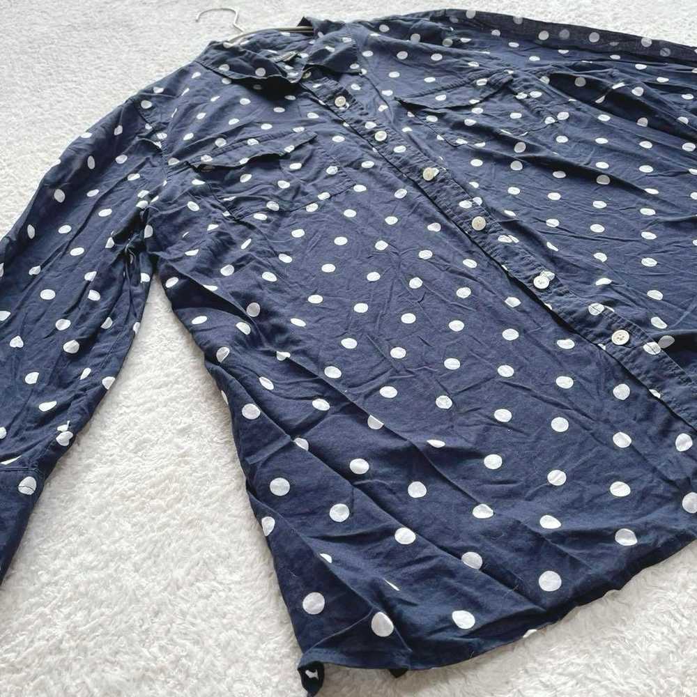 TALBOTS Polka Dot Sheer Shirt Navy 100% Cotton - image 5