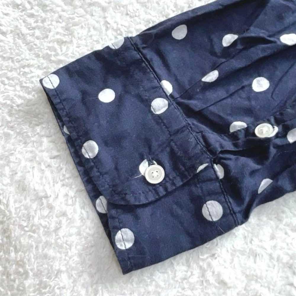 TALBOTS Polka Dot Sheer Shirt Navy 100% Cotton - image 9