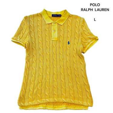 Polo Ralph Lauren Cable Knit Polo Shirt L Yellow … - image 1