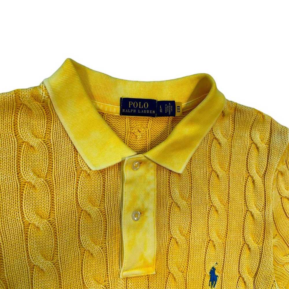 Polo Ralph Lauren Cable Knit Polo Shirt L Yellow … - image 3