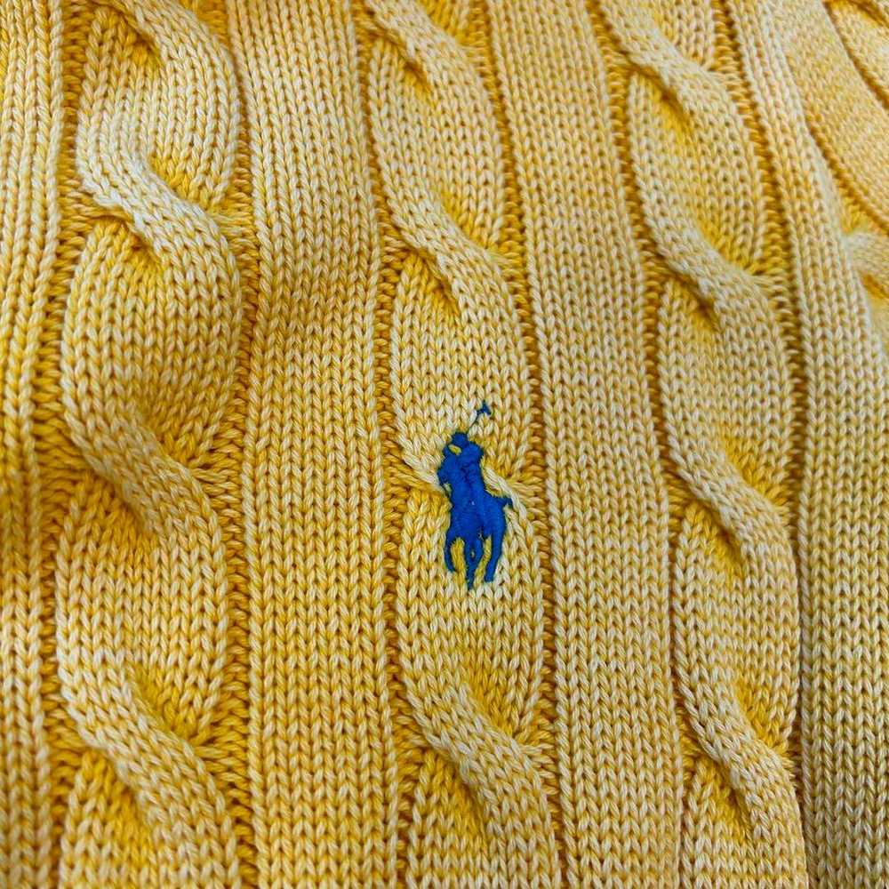 Polo Ralph Lauren Cable Knit Polo Shirt L Yellow … - image 4