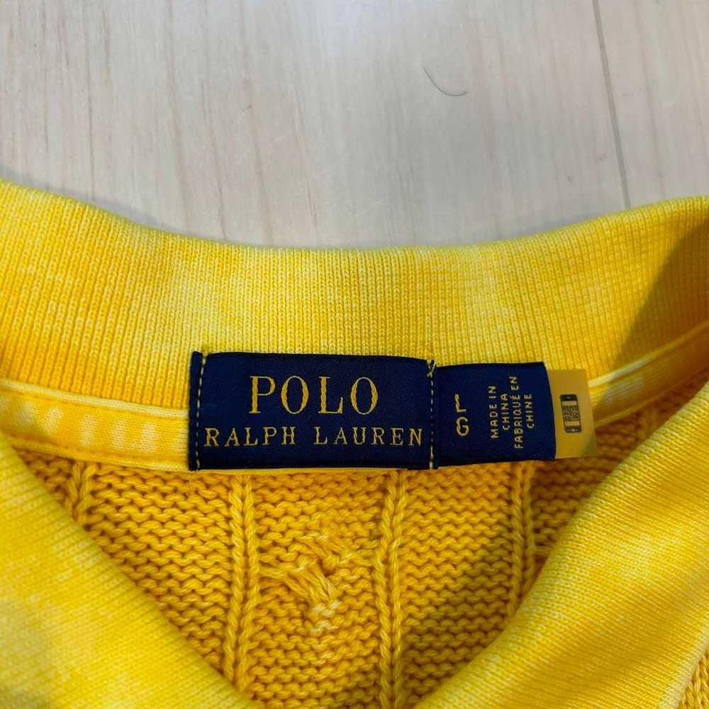 Polo Ralph Lauren Cable Knit Polo Shirt L Yellow … - image 6