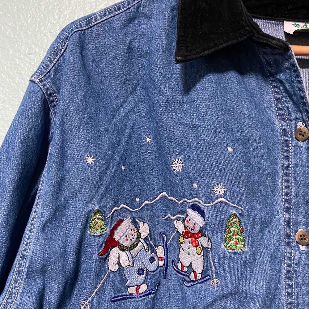 Vintage Nutcracker Plus Size Women's Denim Snowma… - image 3