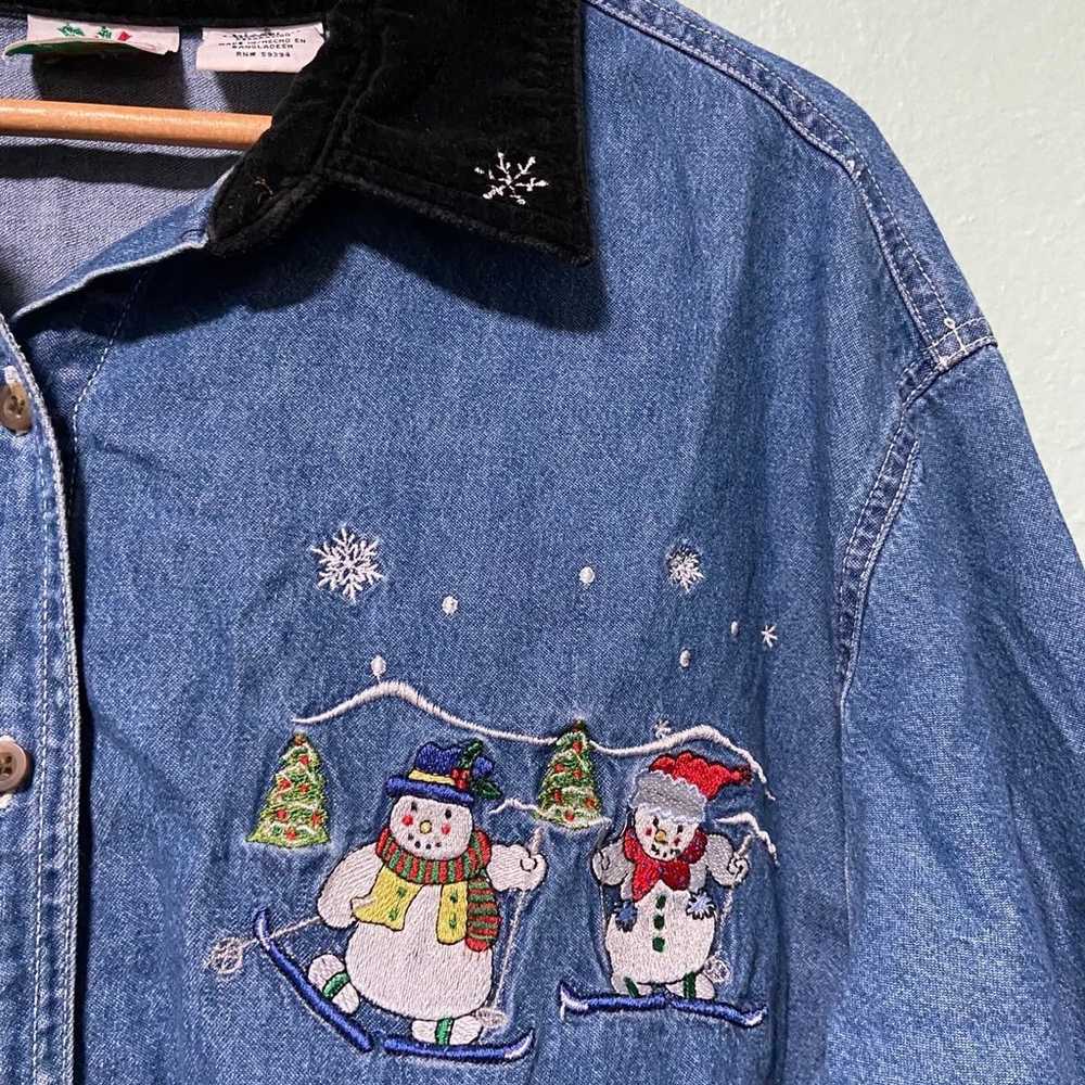 Vintage Nutcracker Plus Size Women's Denim Snowma… - image 4