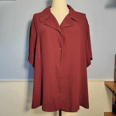 Vintage Laura Scott 24W Burgundy Maroon Collared … - image 1