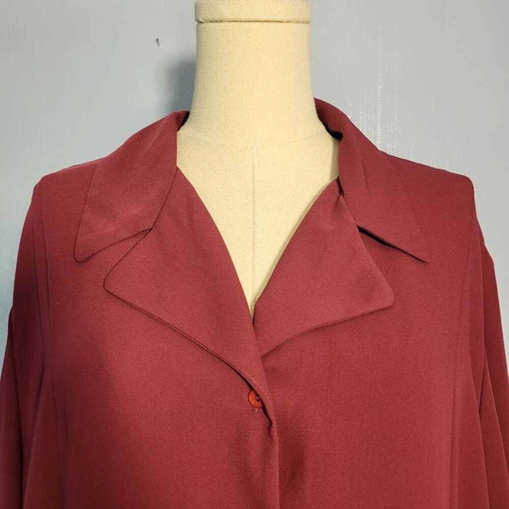 Vintage Laura Scott 24W Burgundy Maroon Collared … - image 2