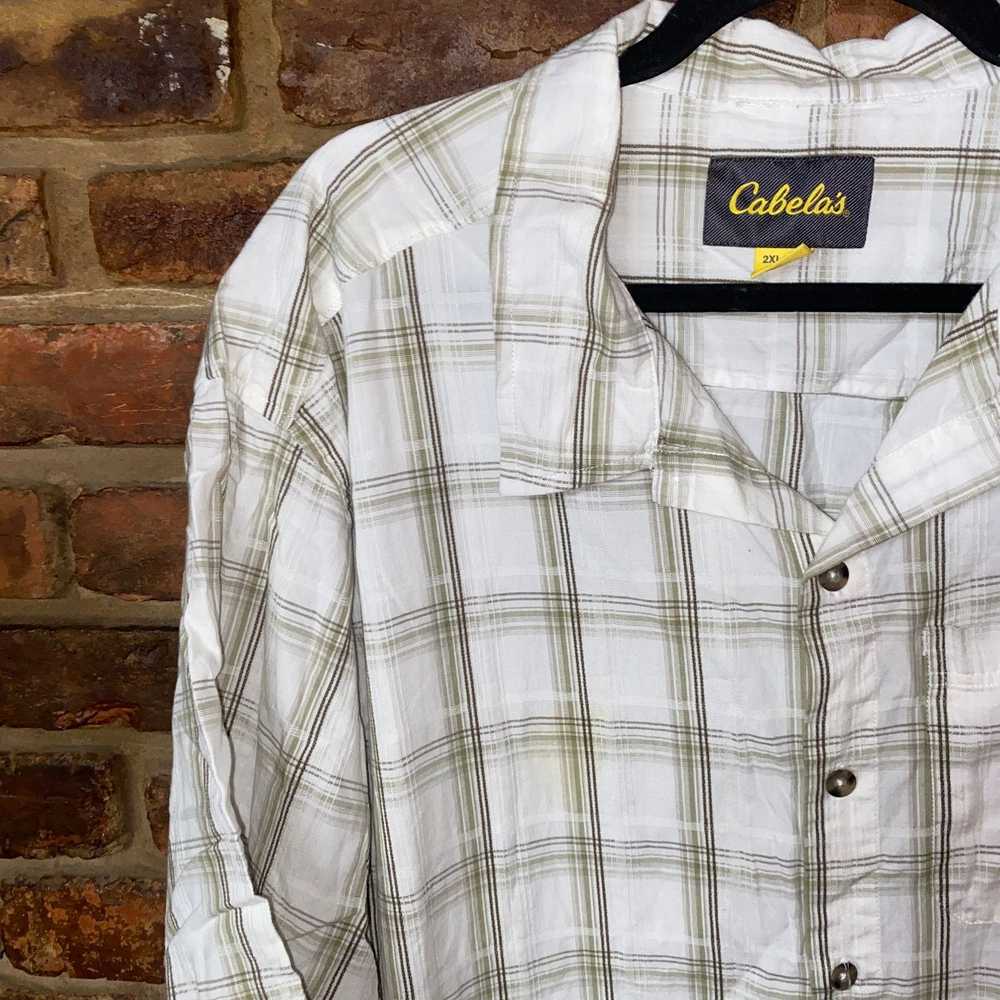 Cabelas Cabela's White brown Plaid Short Sleeve B… - image 2