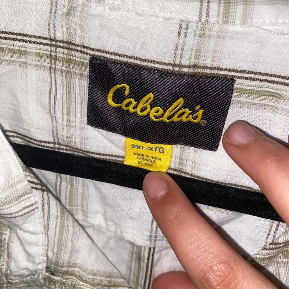 Cabelas Cabela's White brown Plaid Short Sleeve B… - image 3