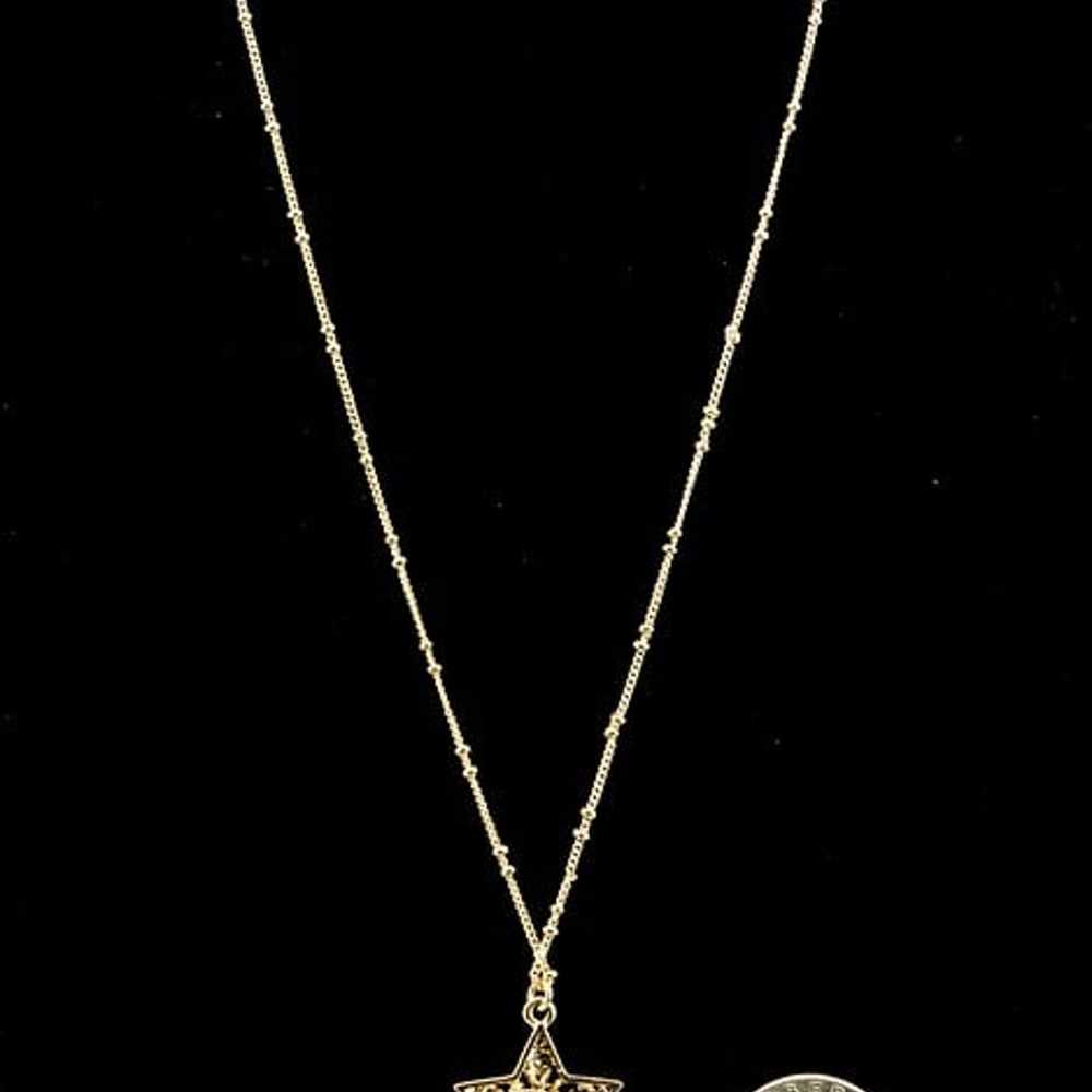 Necklace Vintage 80's CLM Gold Jeweled Pretty Sta… - image 3