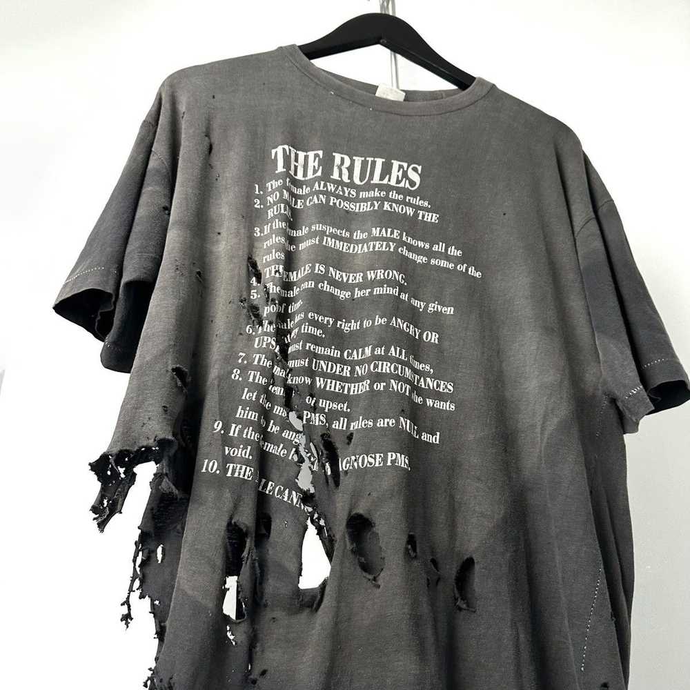 Humor × Vintage 90’s THRASHED “THE RULES” T-Shirt - image 2