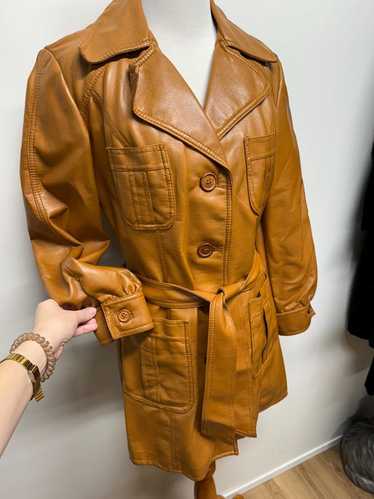 70s leather trench coat - Gem