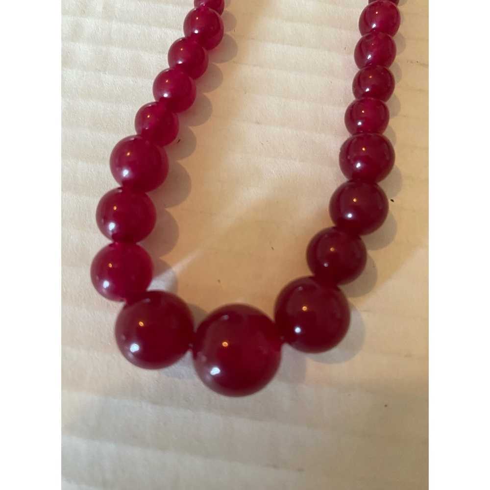 Red crystal vintage beaded necklace. - image 2