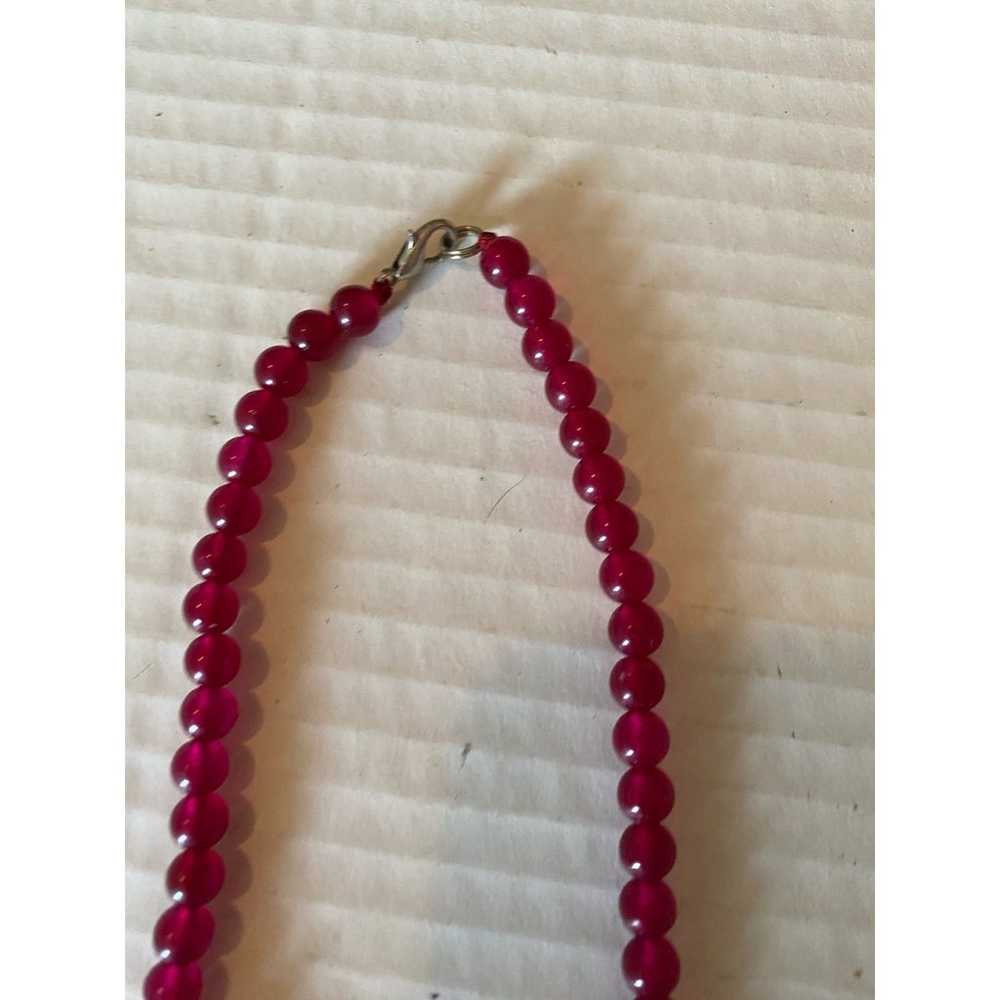 Red crystal vintage beaded necklace. - image 4