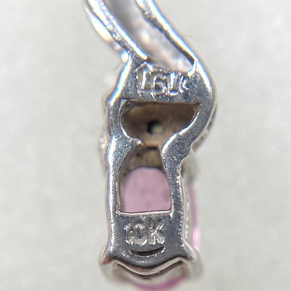 10k Solid White Gold Genuine Pink Topaz & Diamond… - image 5