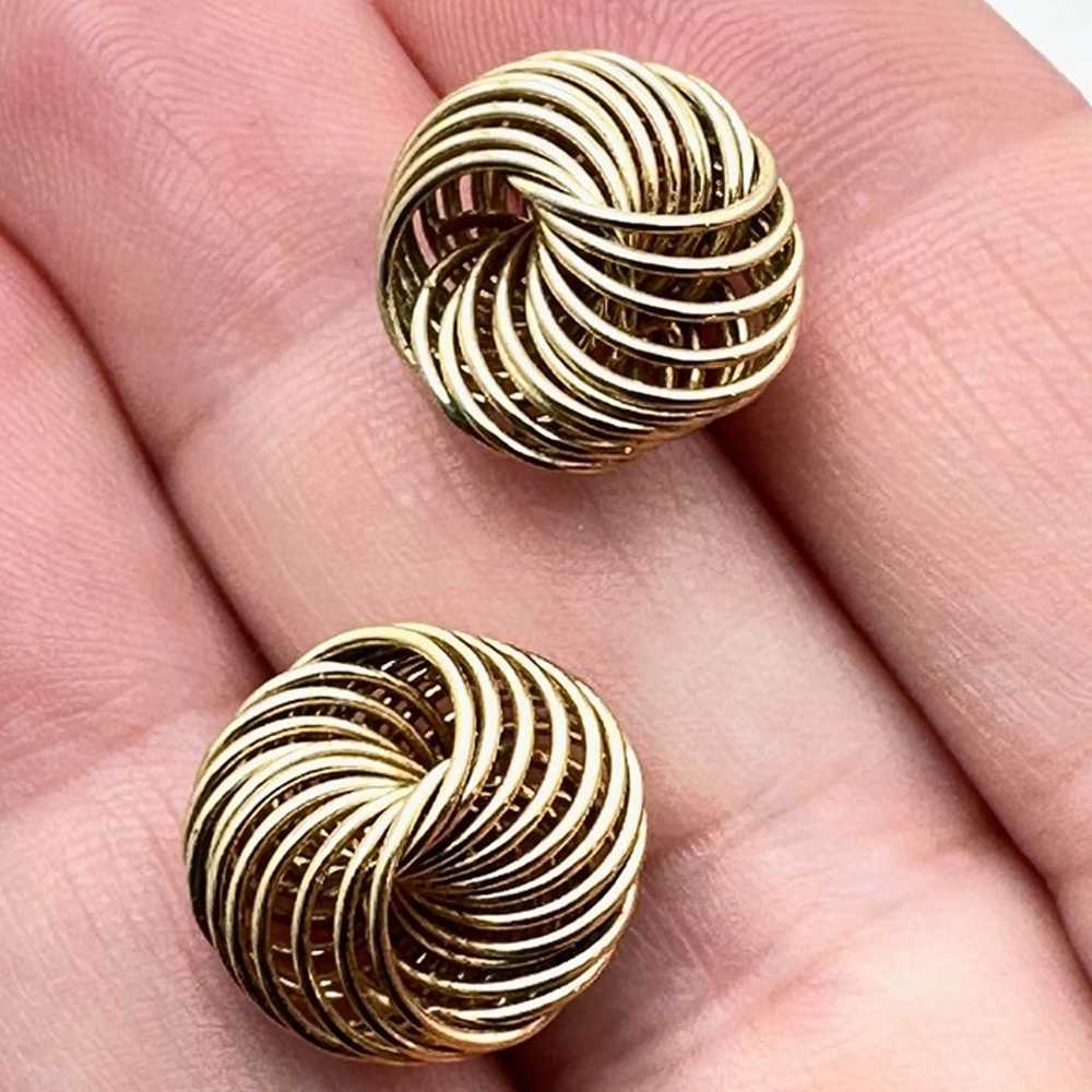 Womens Earrings 14K Yellow Gold 3/4 Inch Swirl Kn… - image 1