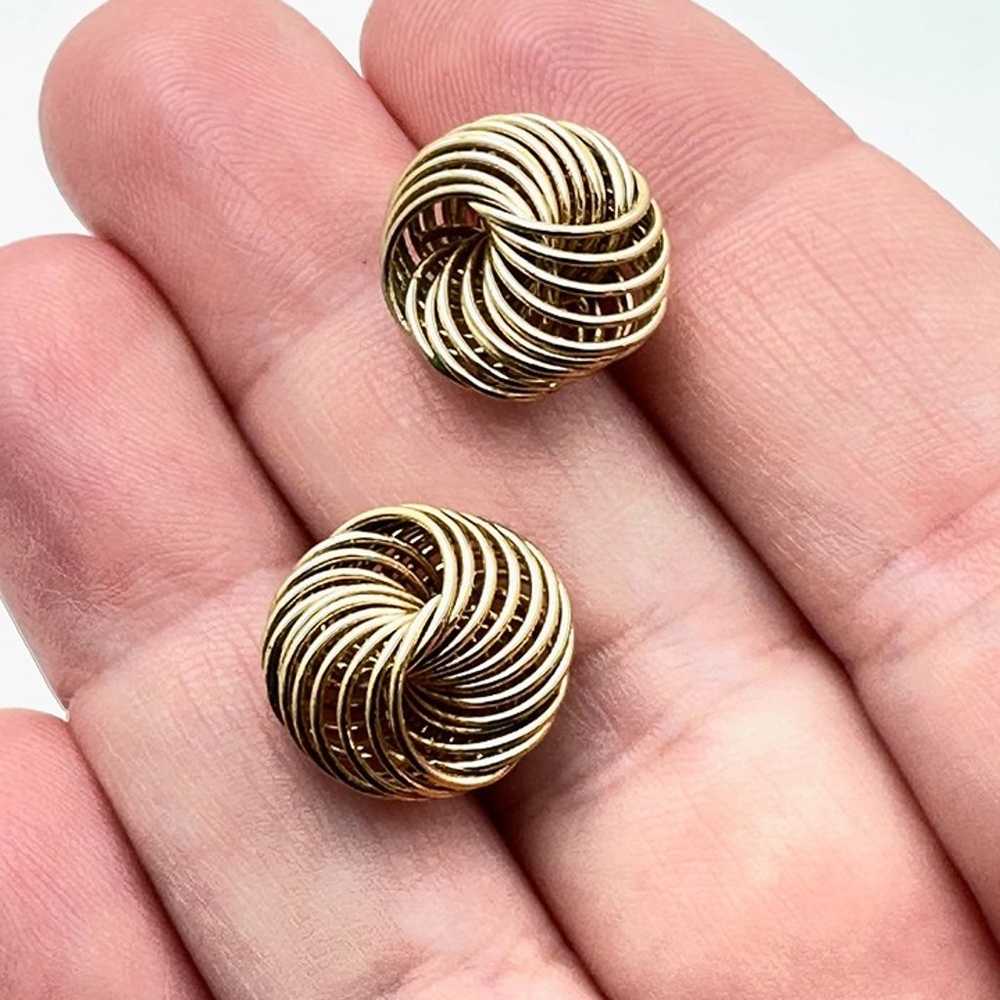 Womens Earrings 14K Yellow Gold 3/4 Inch Swirl Kn… - image 2