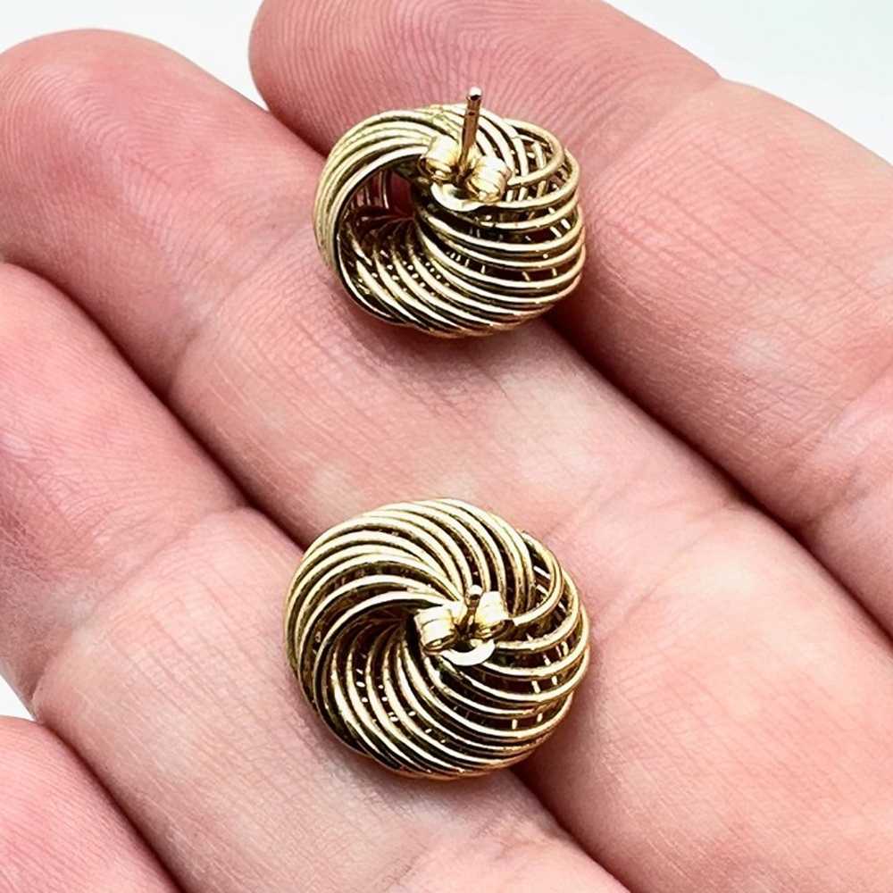 Womens Earrings 14K Yellow Gold 3/4 Inch Swirl Kn… - image 3