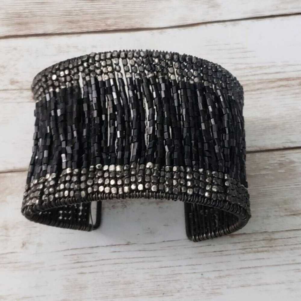 Vintage Bracelet / Bangle / Cuff Chunky Beaded Bl… - image 4