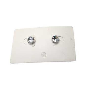 Vintage Faceted Crystal Stud Earring Silver Tone - image 1