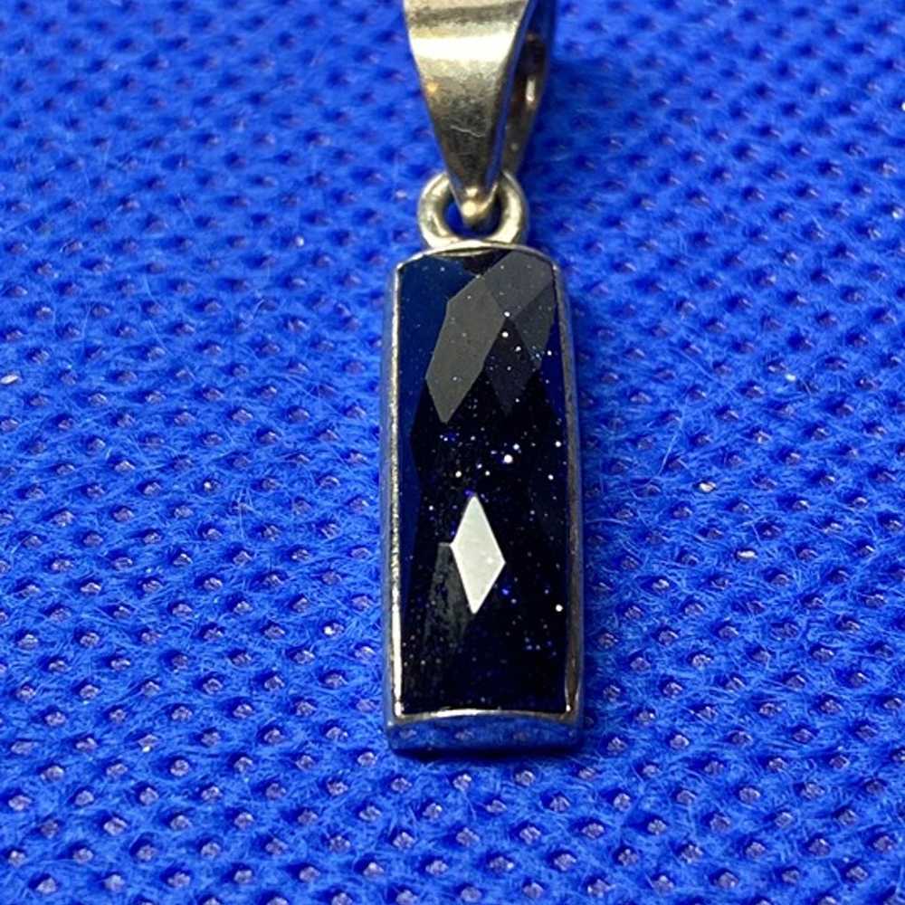 Vintage 925 Sterling Silver Black Goldstone Penda… - image 1