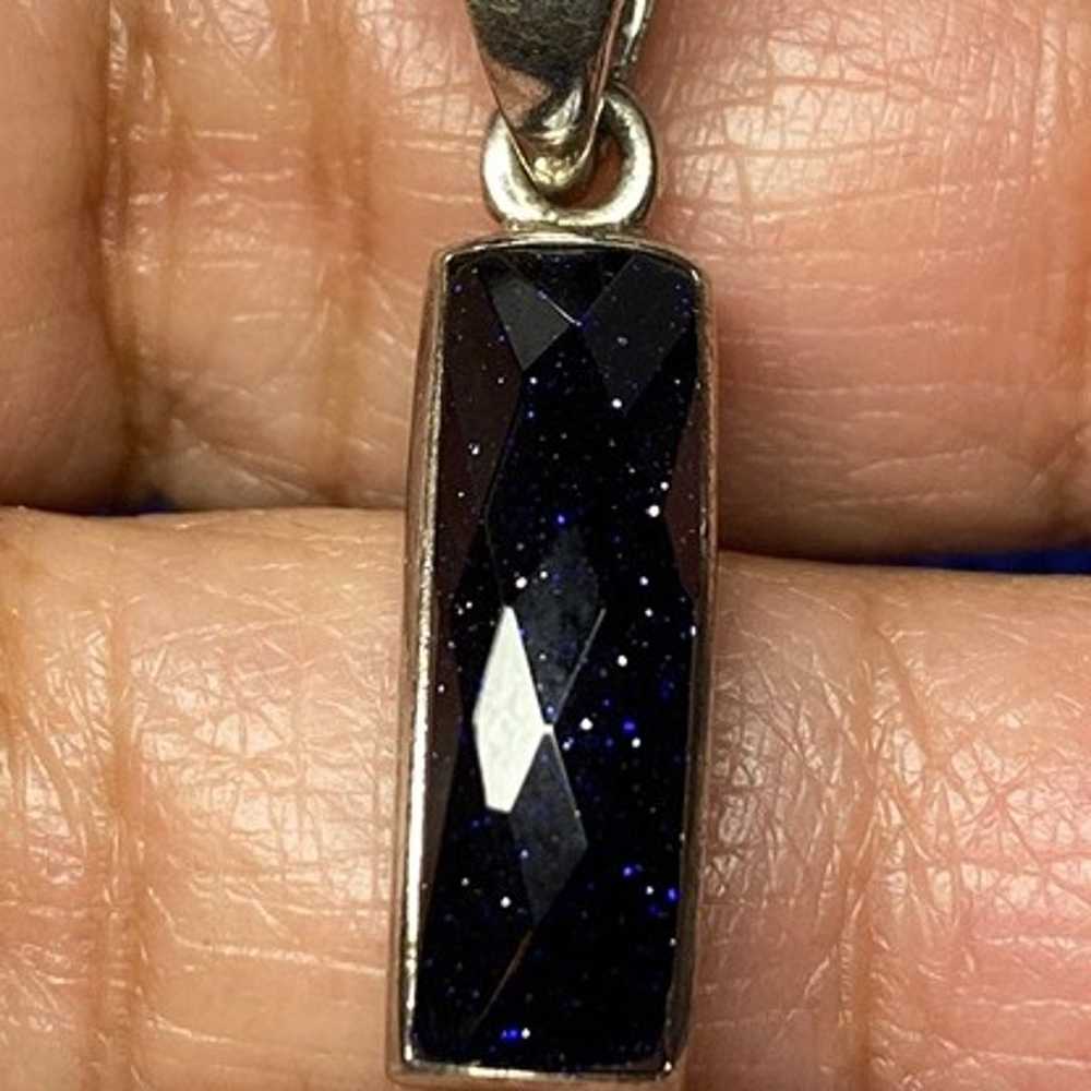 Vintage 925 Sterling Silver Black Goldstone Penda… - image 2