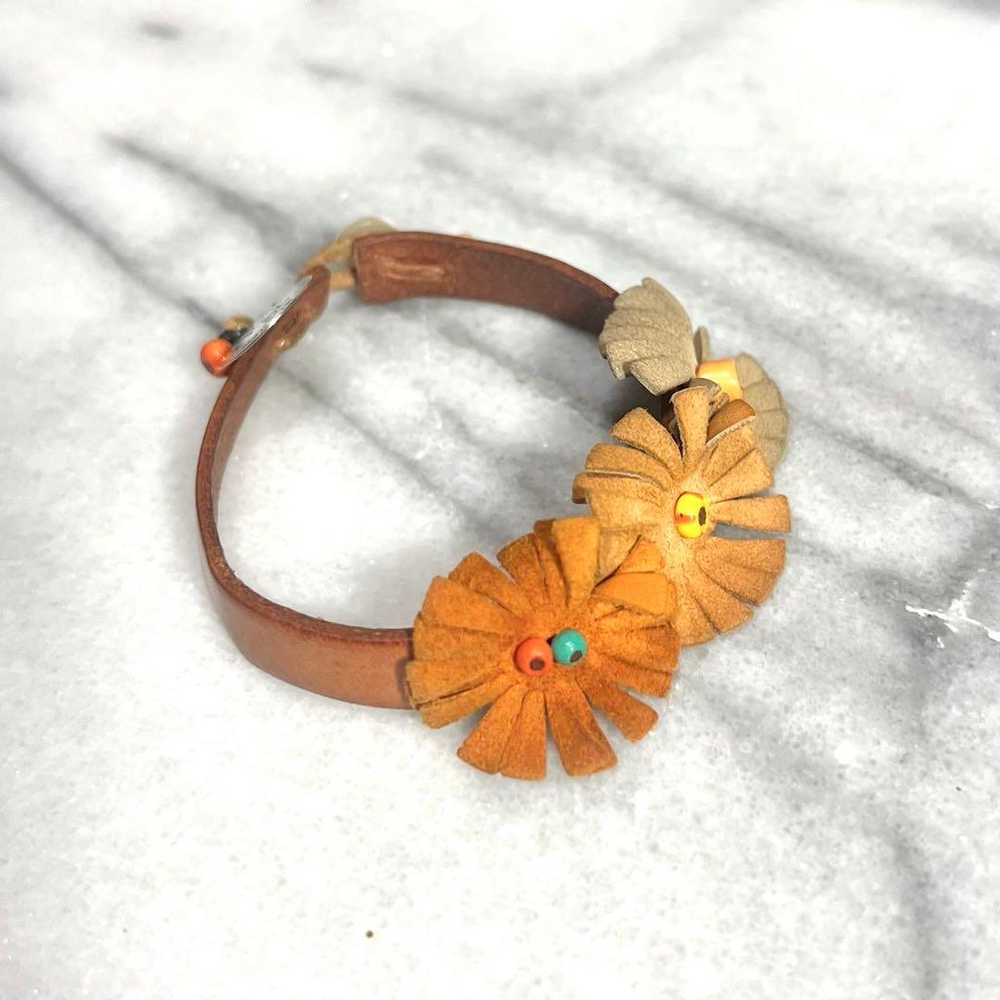 Rare★HENRY CUIR Flower Leather Bracelet - image 1