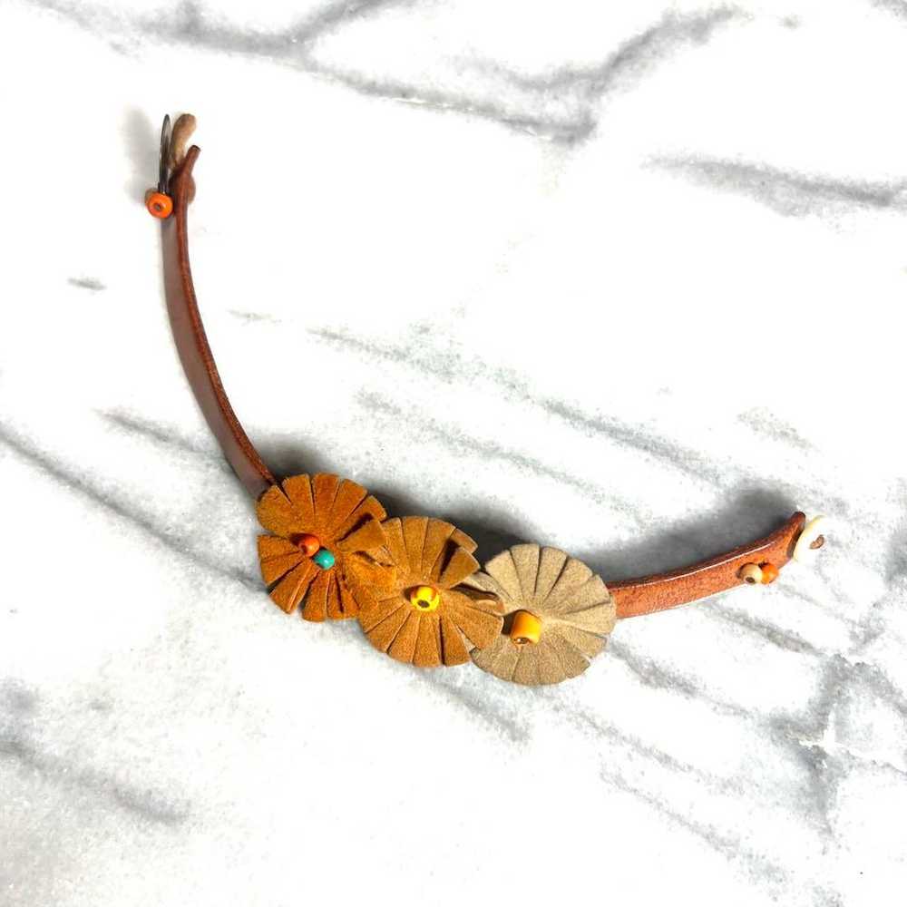 Rare★HENRY CUIR Flower Leather Bracelet - image 2