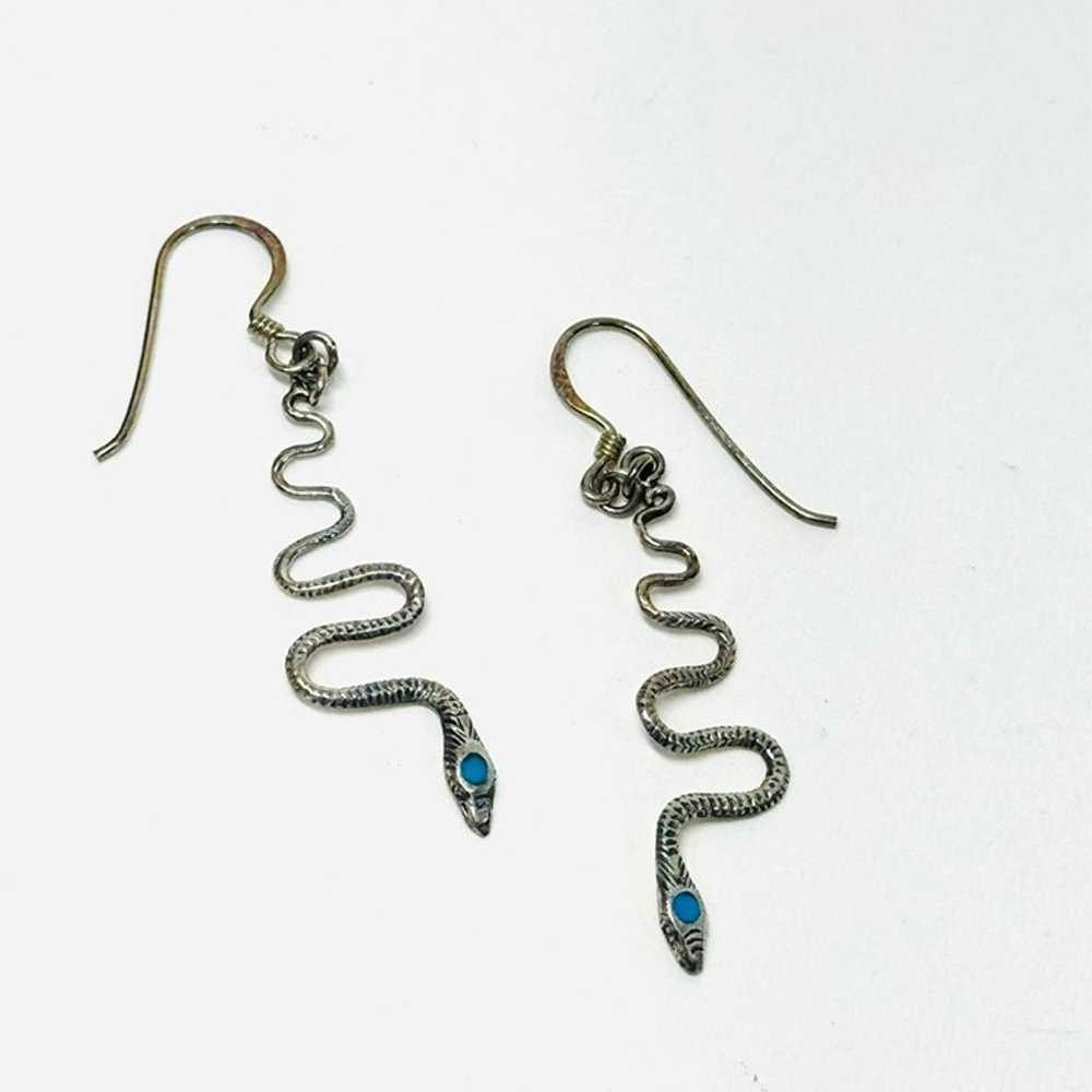 Vintage Southwest 925 Sterling Silver Snake Dangl… - image 1