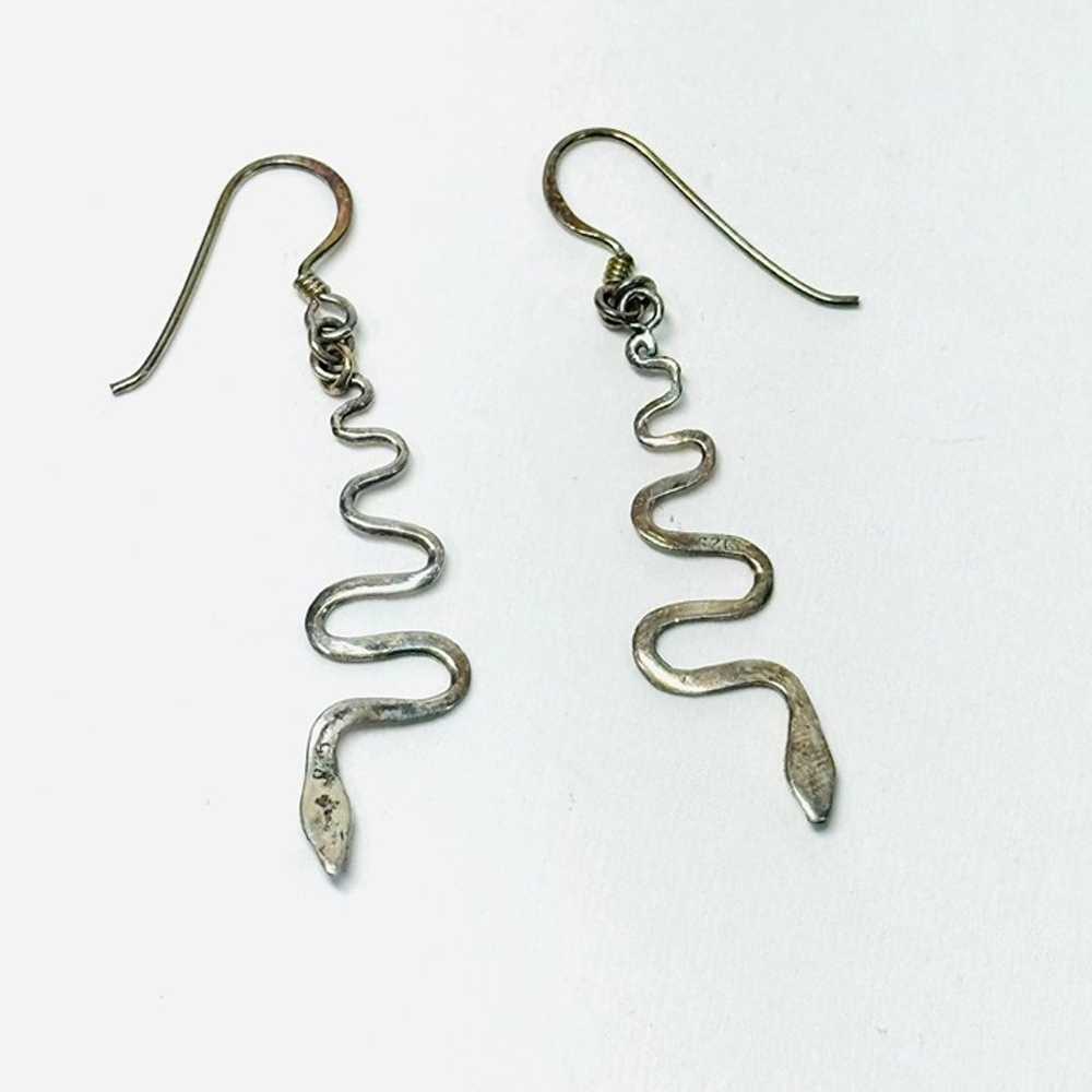 Vintage Southwest 925 Sterling Silver Snake Dangl… - image 2