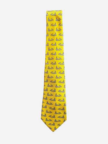 Hermes Hermes Yellow Whale Patterned Silk Tie