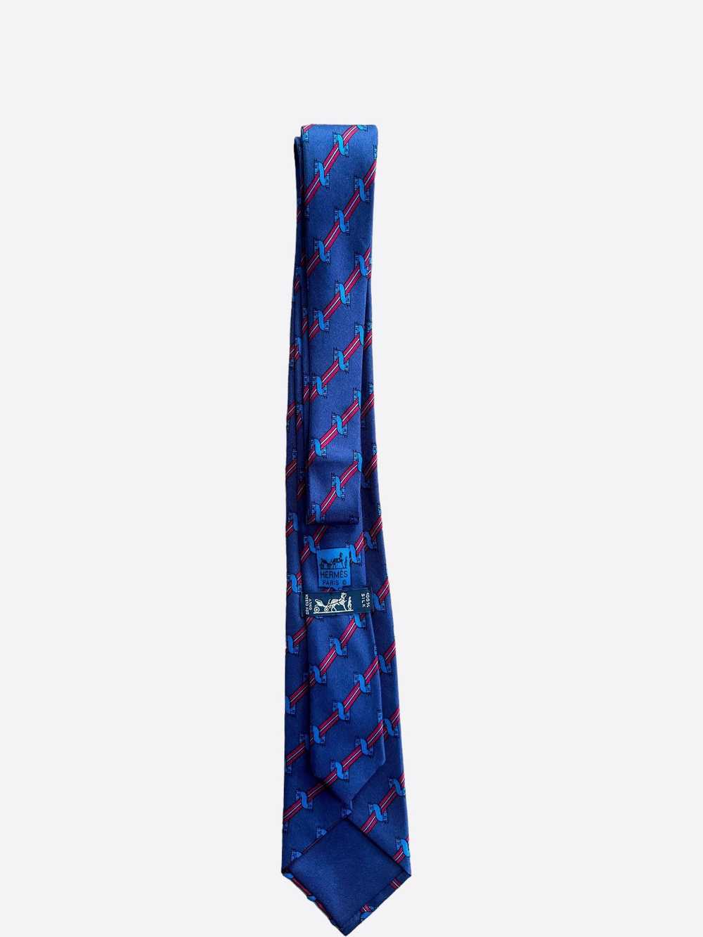 Hermes Hermes Blue & Red Patterned Silk Tie - image 2