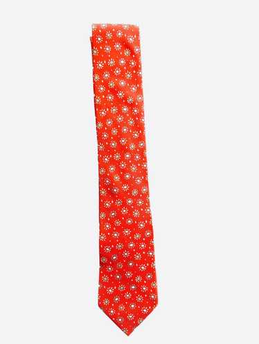 Hermes Hermes Orange & White Patterned Silk Tie