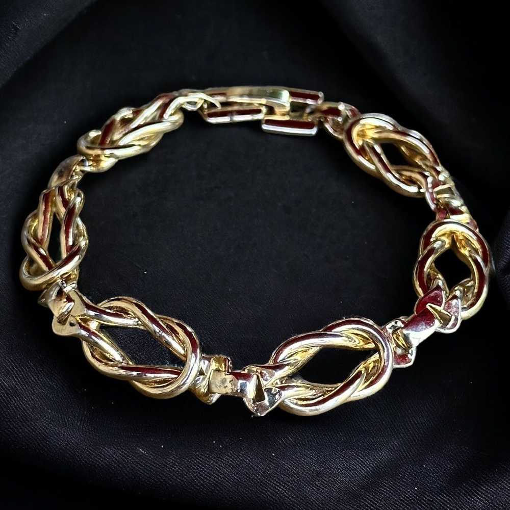 Vintage Vintage gold love knot link chain bracelet - image 1