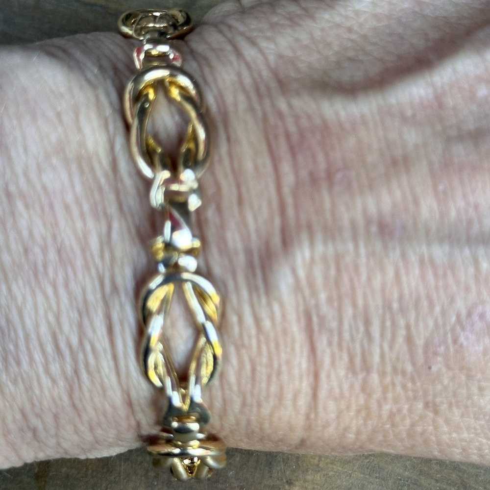 Vintage Vintage gold love knot link chain bracelet - image 2