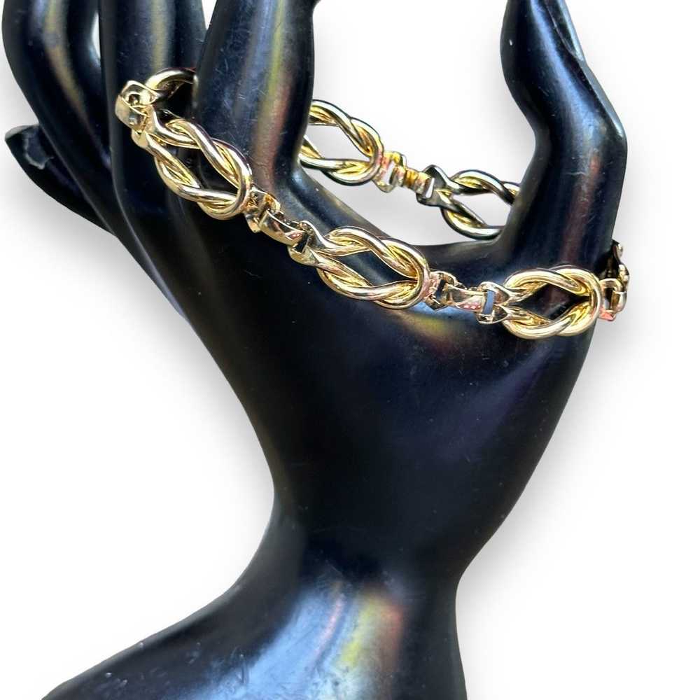 Vintage Vintage gold love knot link chain bracelet - image 3