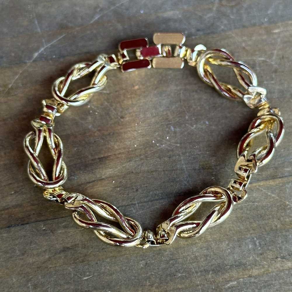 Vintage Vintage gold love knot link chain bracelet - image 4