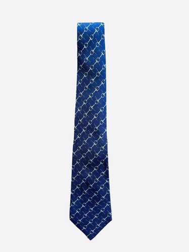 Hermes Hermes Blue Chain Patterned Silk Tie - image 1