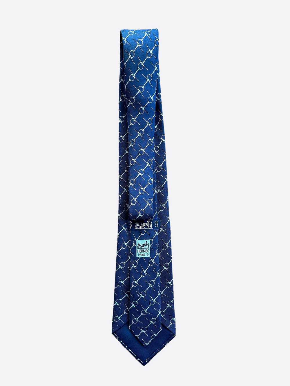 Hermes Hermes Blue Chain Patterned Silk Tie - image 2