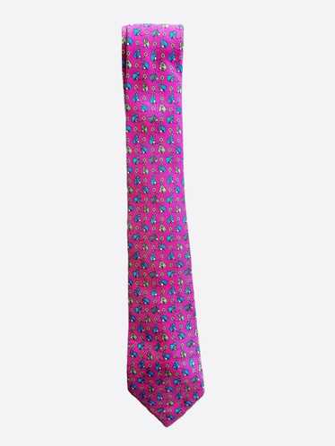 Hermes Paris store pink multicolor firework print silk tie