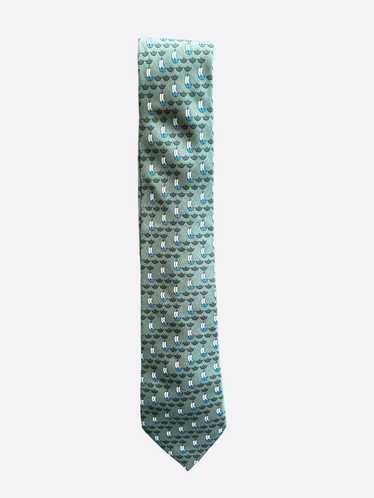 Hermes Hermes Green Patterned Silk Tie