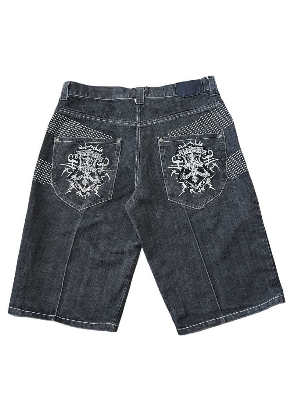 Vintage Y2K Raw Blue Denim Baggy Short - image 2