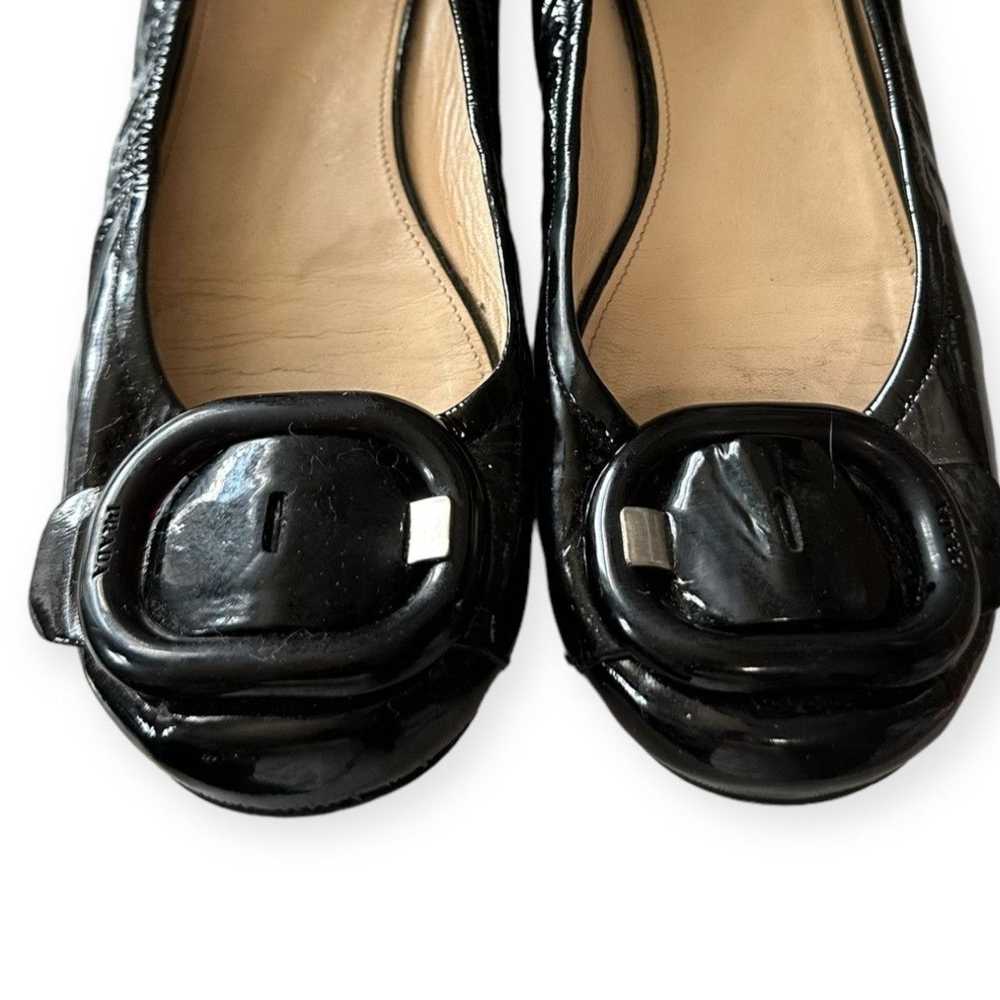 Prada Prada Black Patent Leather Round Toe Flats, - image 11