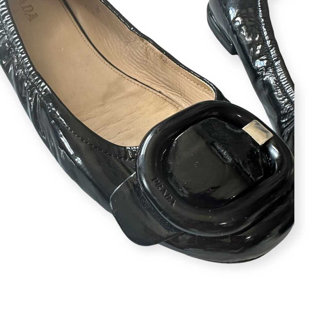 Prada Prada Black Patent Leather Round Toe Flats, - image 12