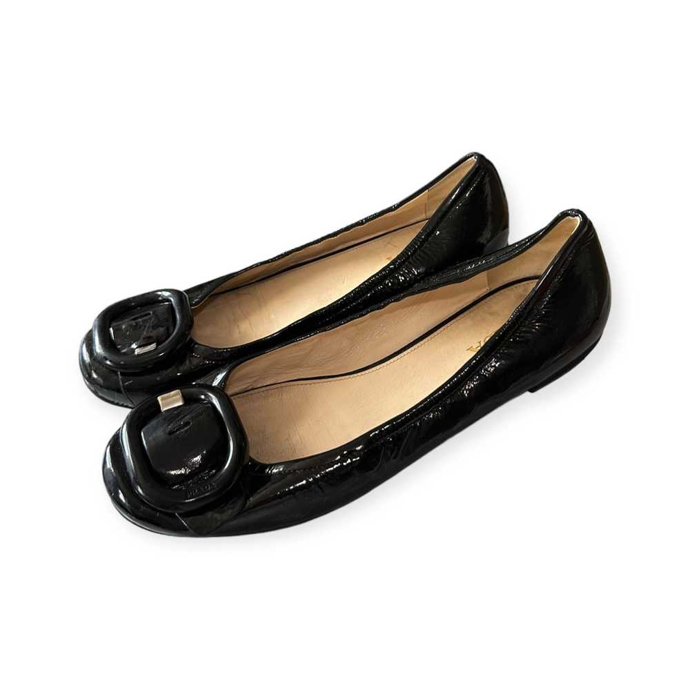 Prada Prada Black Patent Leather Round Toe Flats, - image 1