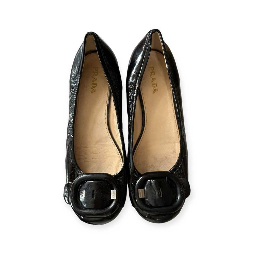 Prada Prada Black Patent Leather Round Toe Flats, - image 2