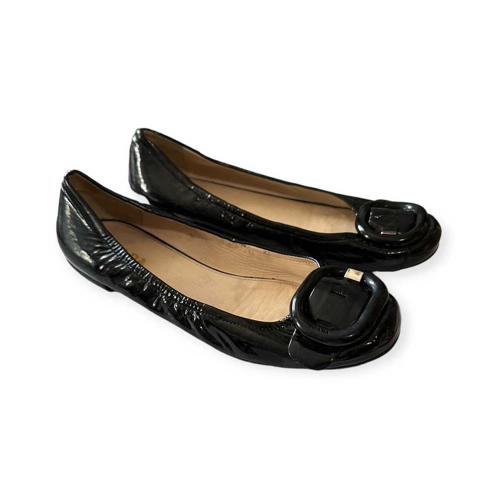 Prada Prada Black Patent Leather Round Toe Flats, - image 4