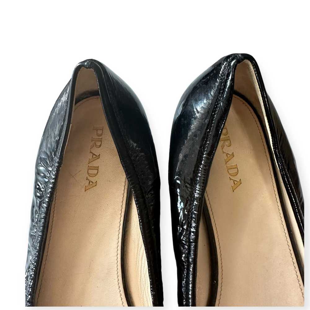 Prada Prada Black Patent Leather Round Toe Flats, - image 6