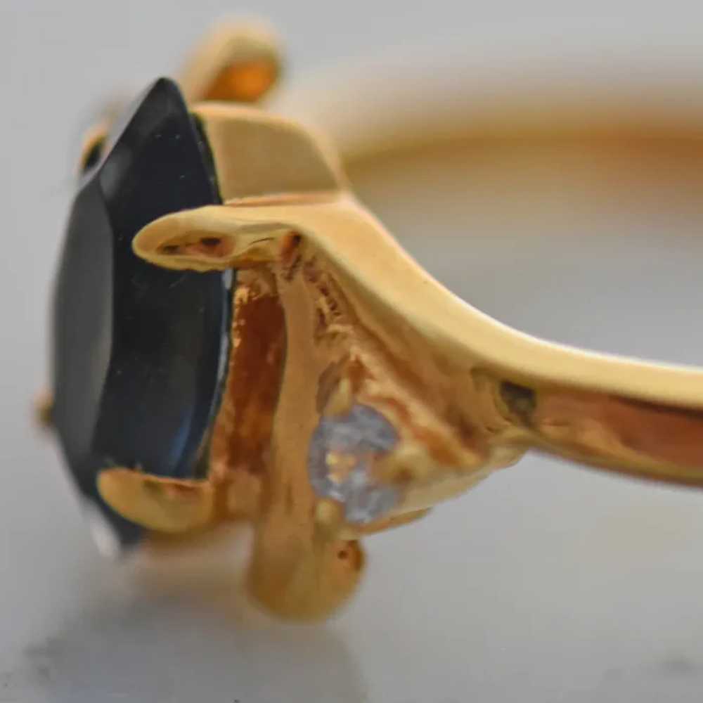 Vintage HGE Ring 18k Yellow Gold Electroplate Sap… - image 3