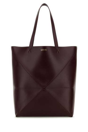 Loewe Plum Leather Large Puzzle Fold Shopping Bag