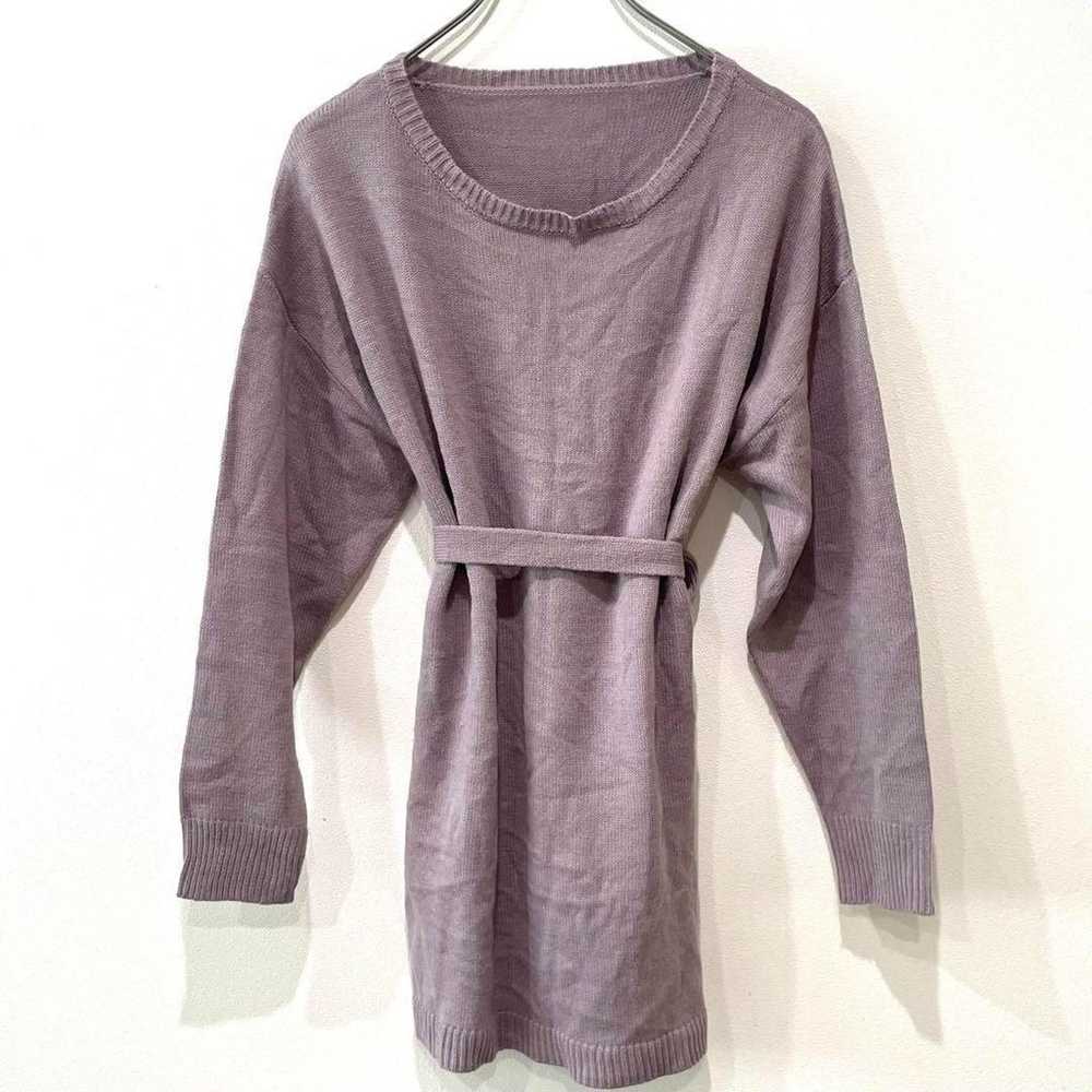 GRL Grail Knit Sweater Knit Dress Purple [M] Long… - image 1